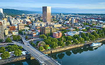 Aerial view of downtown Portland, Oregon