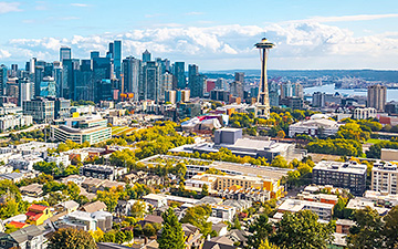 Aerial view of downtown Seattle, Washington