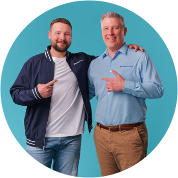 Cal Raleigh posing with Washington Trust banker