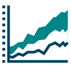 graph icon showing upward trends 