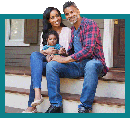 Family sitting on a porch