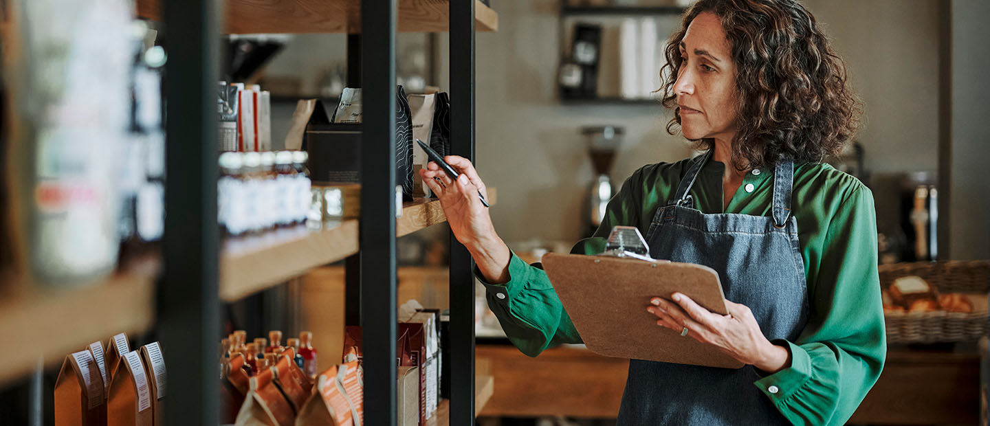 woman taking inventory